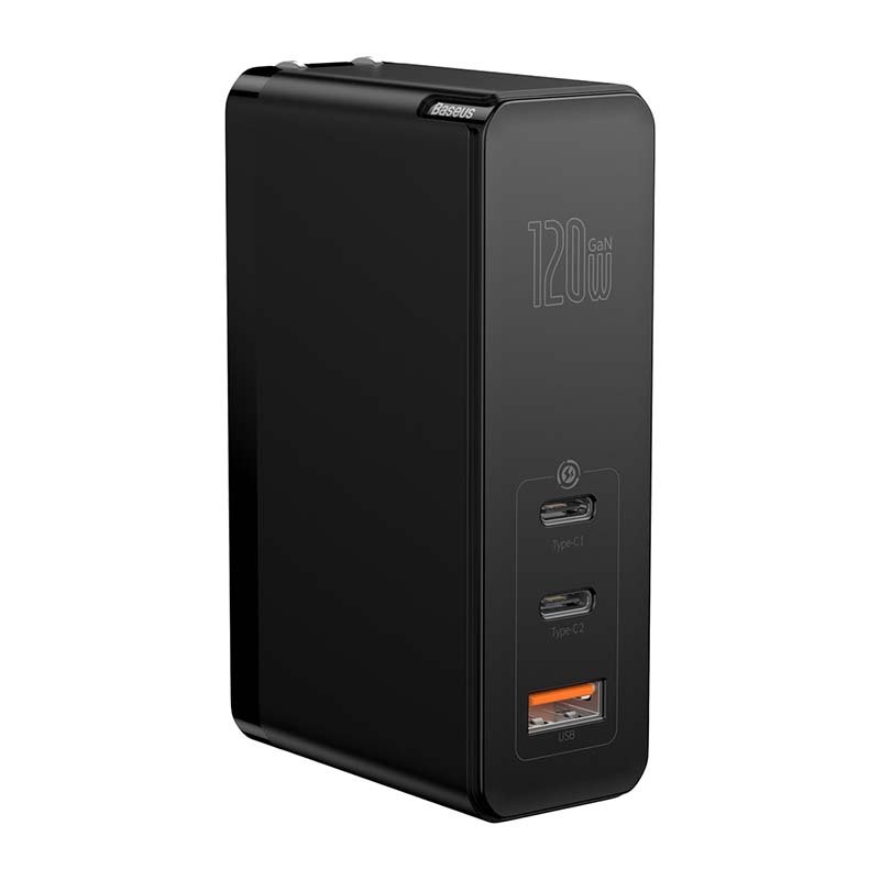 Baseus 120W GaN Mini Quick Charger Dual Type-C + USB-A Ports